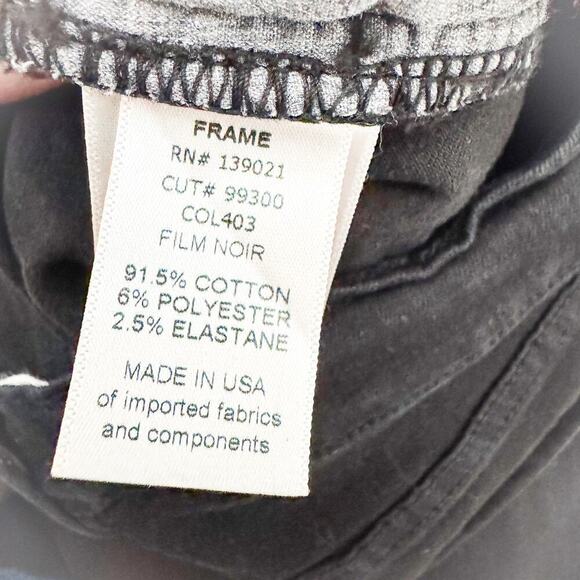 Frame Le Skinny de Jeanne Black Denim Jeans Gold Button Size 24 - Picture 8 of 9